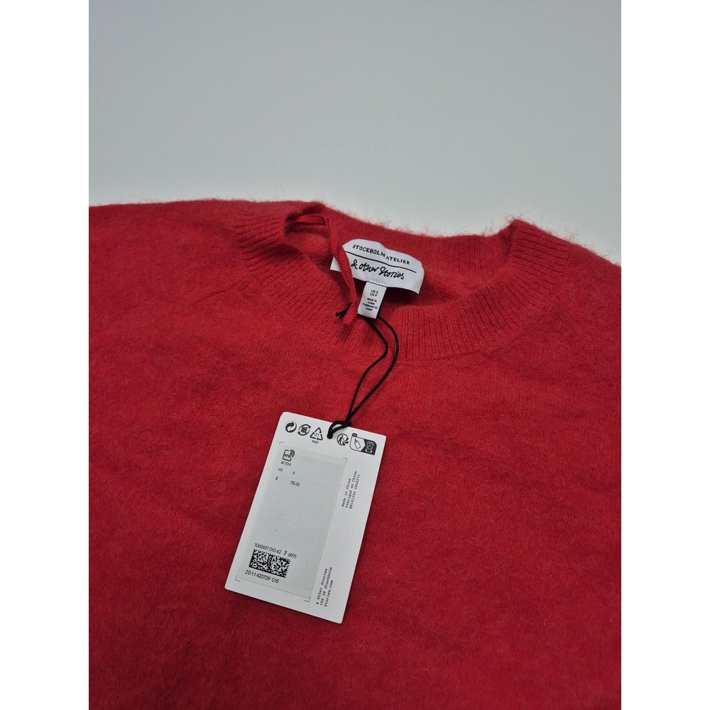 & Other Stories Sweater Womens Small Red Alpaca Blend Short Sleeve Pullover Knit - Picture 2 of 11
